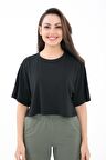 Fabriel Kısa Kollu Rahat Kesim Örme Crop T-Shirt
