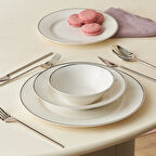 Karaca Elegance Bone Rebeca 24 Parça 6 Kişilik Yemek Takımı Platin