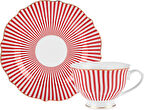 Karaca New Romantic İnce Çizgili Çay Fincanı 220 ml Kırmızı
