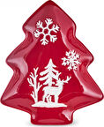 Karaca New Year Yılbaşı Snowy Servis Tabağı 18 Cm Kırmızı