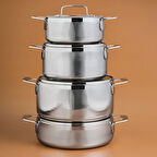 Karaca Power Steel 316+ 3Ply Apollo İndüksiyon Tabanlı 8 Parça Çelik Tencere Seti