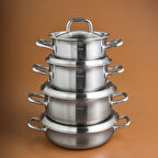 Karaca Power Steel 316+ 3Ply Spirit İndüksiyon Tabanlı 8 Parça Çelik Tencere Seti