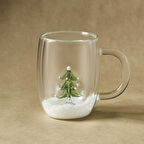 Karaca New Year Yılbaşı Pia Frosty Pine Tree Çift Cidarlı Cam Kupa 350 ml