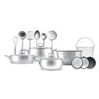 Karaca Karıştır-Pişir-Sakla 18 Parça Servis Gereçli Çelik Tencere Seti