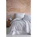 ŞAHESER SOFT TİSS İPLİĞİ BOYALI ÇİFT KİŞİK NEVRESİM TAKIMI RAİNBOW ANTRASİT