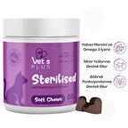 Vet's Plus Sterilised Yaban Mersinli Kısır Kediler için Urinary Destek 60'lı Çiğnenebilir Tablet