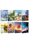 8li Manzara Temalı 13,5x19,5cm 64 Sayfa Çizgili
defter Seti -1