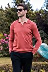 Erkek Regular Fit Düz Renk Polo Kaleci Yaka Uzun Kollu Triko Kazak