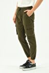 Erkek Dar Paça Beli ve Paçası Lastikli Kargo Cepli Pamuklu Jogger Spor Pantolon