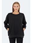 Slazenger VIKENTI SW Oversize Kadın Cepli Oversıze Siyah Sweatshirt