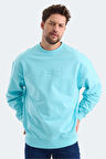 Slazenger VADIK Oversize Erkek  Turkuaz Sweatshirt