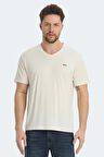 Slazenger KRAKKER Erkek V Yaka Bej Tişört