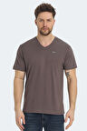 Slazenger KRAKKER Erkek V Yaka Kahve Tişört