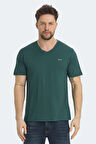 Slazenger KRAKKER Erkek V Yaka Yeşil Tişört