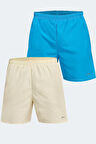 Slazenger RABI 2 li Set Erkek Cepli Deniz Şortu Saks Mavi - Sarı Mayo