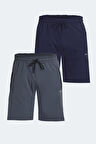 Slazenger OVER 2 li Set Erkek  Lacivert - Koyu Gri Şort