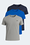 Slazenger OSWIN 3 lü Set Erkek  Gri - Lacivert - Saks Mavi Tişört