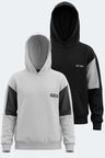 Slazenger LAYNE 2 Lİ SET Erkek Çocuk Kapüşonlu Cepli Siyah/Gri - Gri/Siyah Sweatshırt