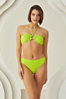 Yeşil Reps Boyundan Bağlamalı Tek Üst Bikini