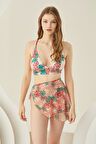 Renkli Faded Flower Pareo Etek