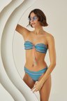 Renkli Deep Tüfted Straplez Bikini Takımı