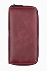 Damy Hakiki Deri RFID Korumalı Telefon Bölmeli El Portföyü 833 - Bordo