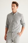 Slim Fit Dar Kesim Klasik Yaka Organik Pamuk Karışımlı Gömlek