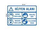 Lucena Metal Hijyen Alanı 15 Cm x 20 Cm Uyarı Levhası Yönlendirme Tabelası