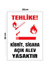 Metal Tehlike Kibrit Sigara Açık Alev Yasaktır 20cm x 30cm A4 Büyüklüğünde Uyarı Levhası Yönlendirme