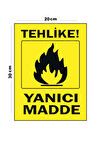 Metal Tehlike Yanıcı Madde 20cm x 30cm A4 Büyüklüğünde Uyarı Levhası Yönlendirme Tabelası