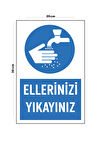 Metal Ellerinizi Yıkayınız 20cm x 30cm A4 Büyüklüğünde Uyarı Levhası Yönlendirme Tabelası