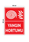 Metal Yangın Hortumu 30 cm x 40 cm A3 Büyüklüğünde Uyarı Levhası Yönlendirme Tabelası