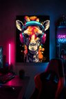 Gaming Kulaklıklı Lama Metal Duvar Tablosu Gamer Oda Dekoru Renkli Tasarım 15x20 cm A5 Boyutunda