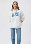 Mavi Logo Baskılı Kapüşonlu Beyaz Sweatshirt 1600361-81964