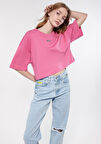 Mavi Logo Baskılı Pembe Crop Tişört 1611585-84670