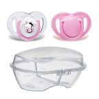 Mamajoo Sterilizasyon & Saklama Kutulu Silikon Ortodontik İkili Emzik Pembe İnek / 0 ay +