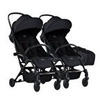 Bumprider Connect³ İkiz Bebek Arabası / Black - Black & Yan Düzenleyici Çanta Hediyeli