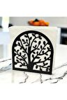 Hayat Ağacı Temalı Siyah Metal Peçetelik 