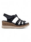 VOYAGER 9208 HAKİKİ DERİ KADIN SANDALET SİYAH