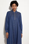 Kadın KYR Çıtçıtlı Tensel Tunik - Mavi | 46
