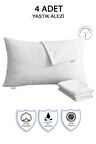 %100 Pamuklu, 4’lü Yastık Alezi, Yastık Kılıfı, Su / Sıvı Geçirmez,(50 X 70 CM)