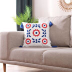 Evidea Soft Yapraklı Punch Kırlent - Kiremit - 45x45 cm