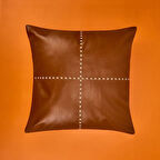 Evidea Soft Deri Görünümlü Kırlent - Kahverengi - 43x43 cm