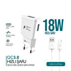 Phixi QCH202M Basic 12V / 3A Qualcomm 3.0 Micro USB Kablolu Hızlı Şarj Cihazı