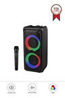 Torima KTS-1973 Siyah Mikrofonlu RGB Ledli Taşınabilir Bluetooth Hoparlör Parti Speaker