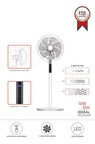 Torima SF-02 Beyaz Ayaklı 16'' İnc 60W 3 Kademe 7 Pervaneli Kumandalı Diğital Ekranlı Vantilatör Fan