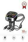 TORİMA G15 Siyah FM Transmitter Araç Şarj Cihazı (18W Hızlı Şarj - USB/Type-C/TF Kart Destekli)