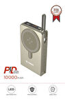 Torima TRM-1019 GOLD 10000 mAh  Mag Safe Type-C  + USB  Kablolu-Kablosuz Taşınabilir 22,5 W Hızlı Şarj Dijital Göstergeli Powerbank