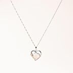 Ay Taşı Doğal Taş Kalpli Kolye, Gümüş Zincir