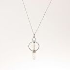 Kristal Kuvars Doğal Taş Markapon Yıldızlı Kolye, Gümüş Zincir